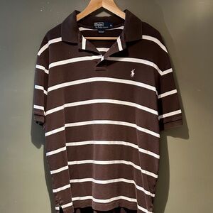 Polo by Ralph Lauren Men's Chocolate and White Striped Polo sz XL